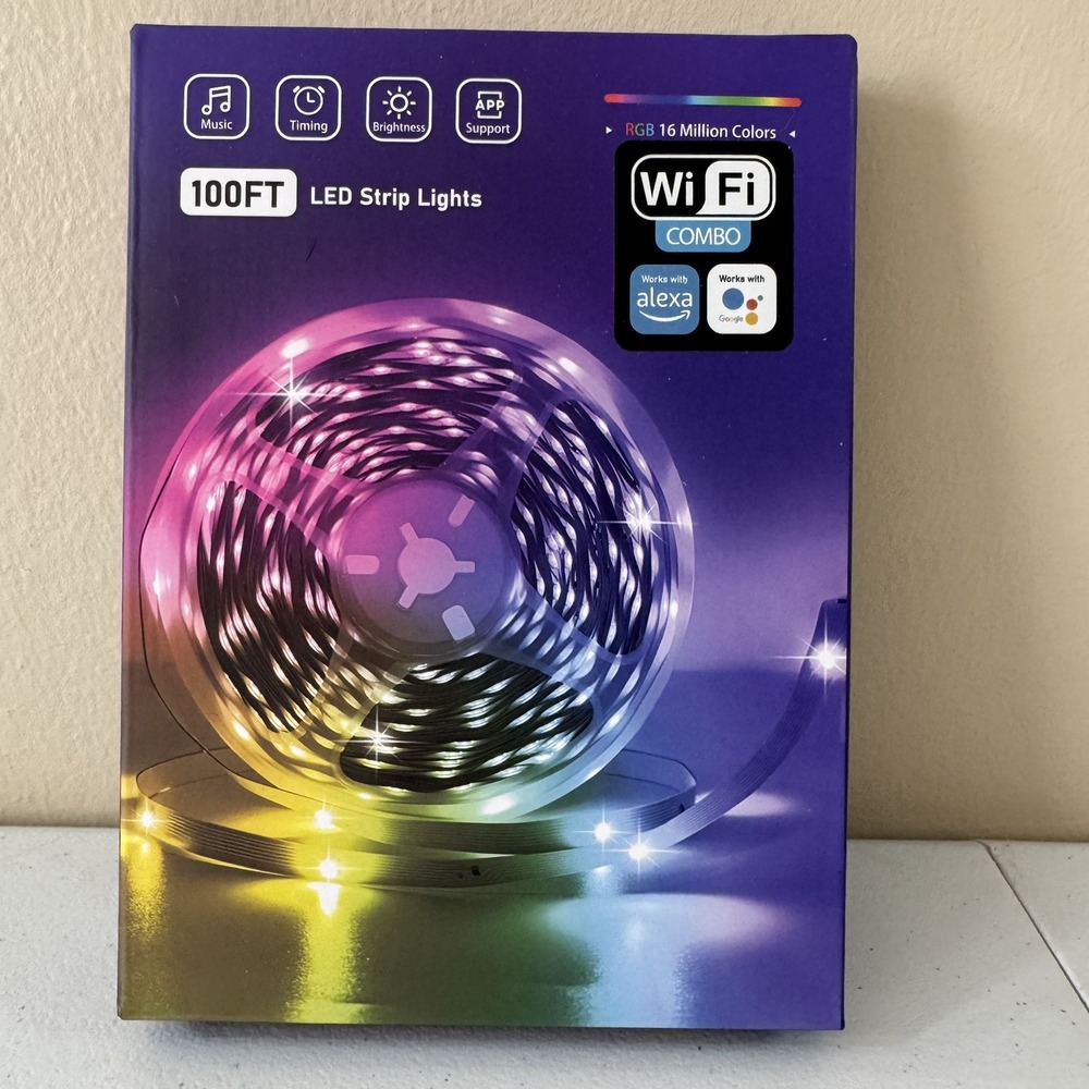 LED Strip Lights 100ft RGB Color Changing Smart App Control Music Sync